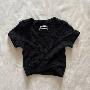 Urban Outfitters Black Waffle Knit Top